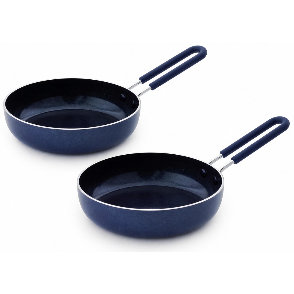 (2) Blue Diamond Mini Egg Frying Pan Skillet Infused Ceramic Nonstick Blue